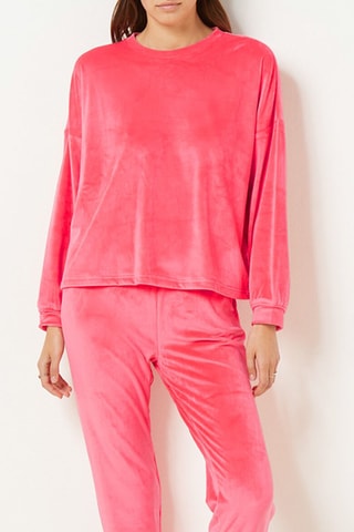 Velours Pyjamasweater Dunkan - Fuchsia