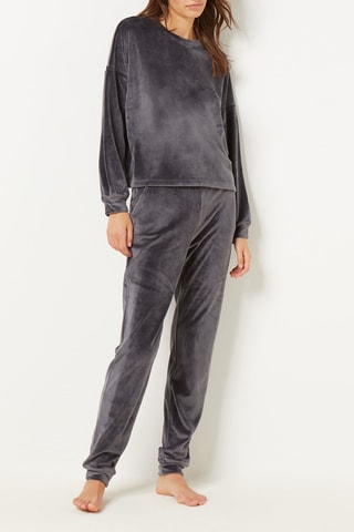 Sweat em veludo - Cinzento-escuro