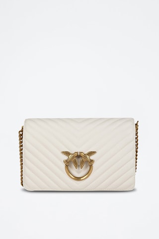 Sac bandoulière en cuir de mouton Classic Love - Blanc - Pinko
