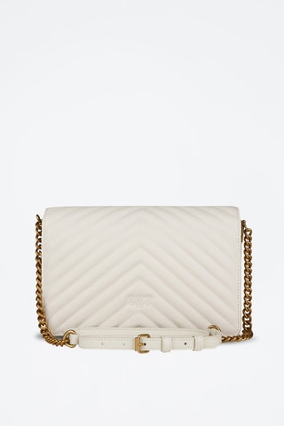 Sac bandoulière en cuir de mouton Classic Love - Blanc - Pinko