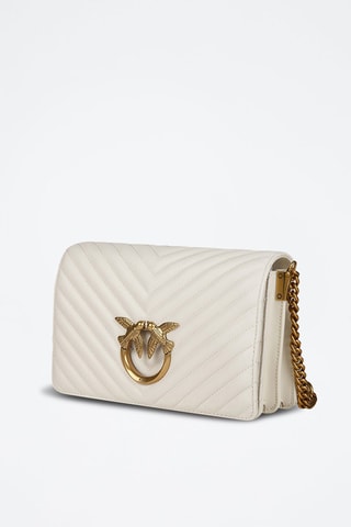 Sac bandoulière en cuir de mouton Classic Love - Blanc - Pinko