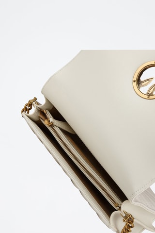 Sac bandoulière en cuir de mouton Classic Love - Blanc - Pinko