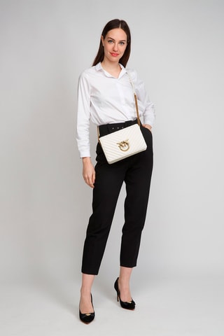 Sac bandoulière en cuir de mouton Classic Love - Blanc - Pinko