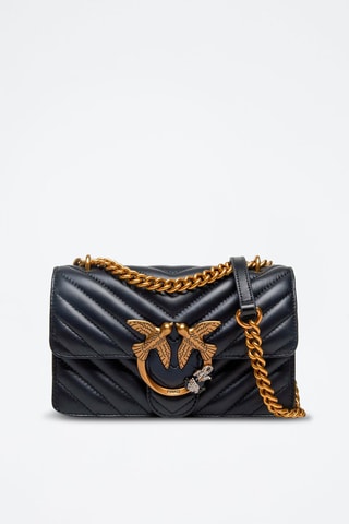 Sac bandoulière en cuir de mouton Love One Mini - Noir