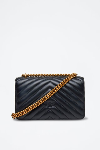 Sac bandoulière en cuir de mouton Love One Mini - Noir