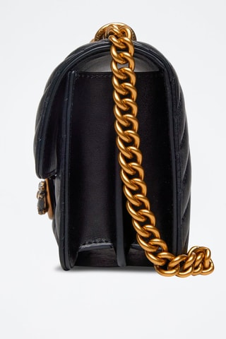 Sac bandoulière en cuir de mouton Love One Mini - Noir