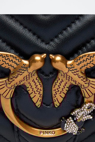 Sac bandoulière en cuir de mouton Love One Mini - Noir