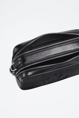 Sac bandoulière en cuir de veau - Noir