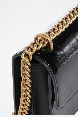 Sac bandoulière en cuir verni - Noir