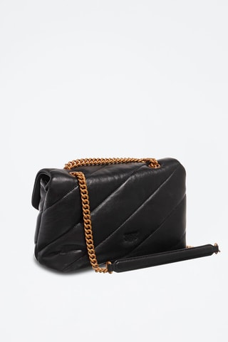 Sac bandoulière en cuir Love Puff - Noir et doré