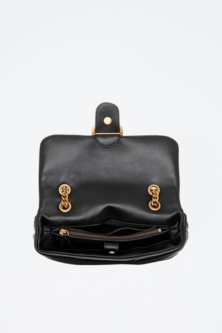 Sac bandoulière en cuir Love Puff - Noir et doré