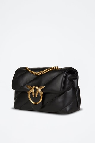 Sac bandoulière en cuir de mouton Love Puff Mini - Noir