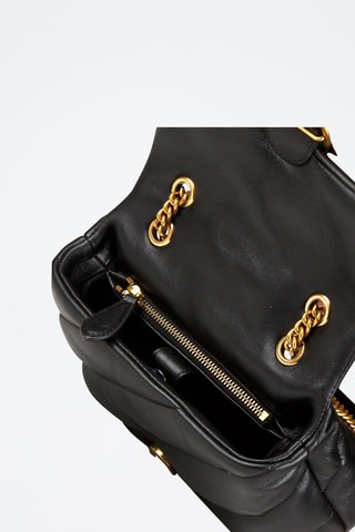 Sac bandoulière en cuir de mouton Love Puff Mini - Noir