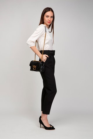 Sac bandoulière en cuir de mouton Love Puff Mini - Noir