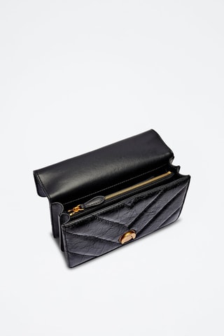 Sac bandoulière en cuir - Noir et doré- Pinko