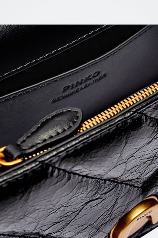 Sac bandoulière en cuir - Noir et doré- Pinko