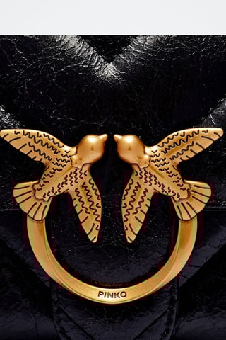 Sac bandoulière en cuir - Noir et doré- Pinko