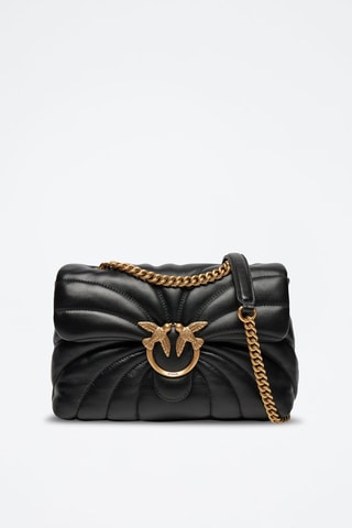 Sac bandoulière en cuir Love Puff - Noir