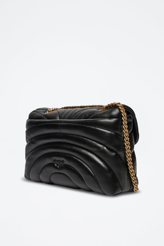 Sac bandoulière en cuir Love Puff - Noir