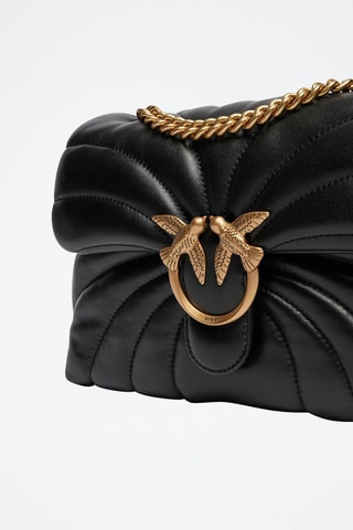 Sac bandoulière en cuir Love Puff - Noir