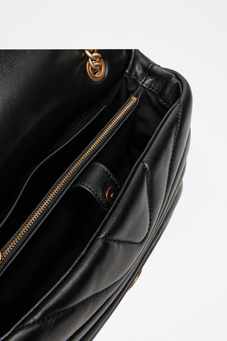 Sac bandoulière en cuir Love Puff - Noir
