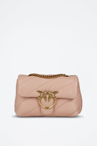 Sac bandoulière en cuir de mouton Love Mini Puff - Rose