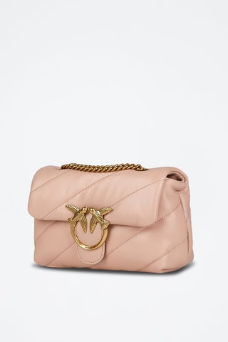 Sac bandoulière en cuir de mouton Love Mini Puff - Rose