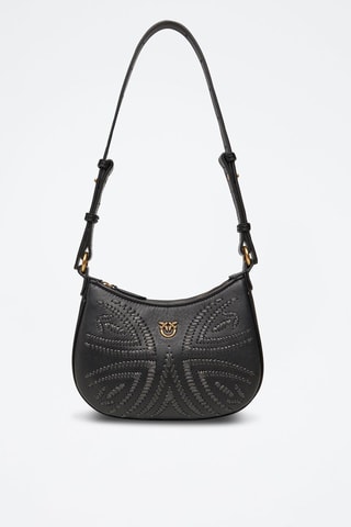 Sac bandoulière en cuir de mouton Half Moon Baby - Noir