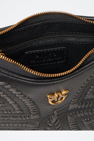 Sac bandoulière en cuir de mouton Half Moon Baby - Noir