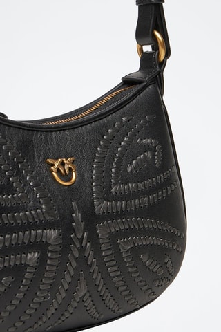 Sac bandoulière en cuir de mouton Half Moon Baby - Noir