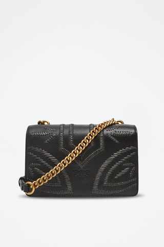 Sac bandoulière en cuir de mouton Love One - Noir