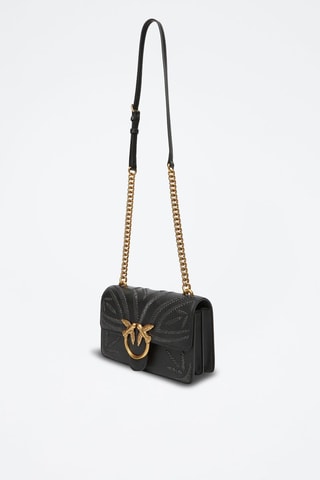 Sac bandoulière en cuir de mouton Love One - Noir