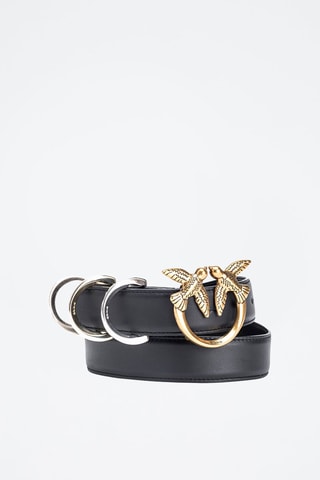 Ceinture en cuir et plaqué or - Noir et doré