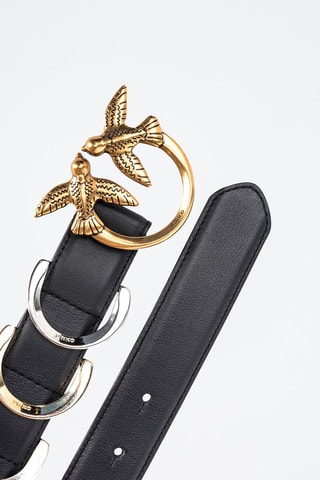 Ceinture en cuir et plaqué or - Noir et doré