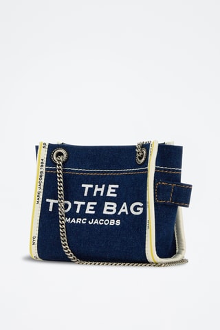 Sac bandoulière en jean - Bleu marine et blanc 