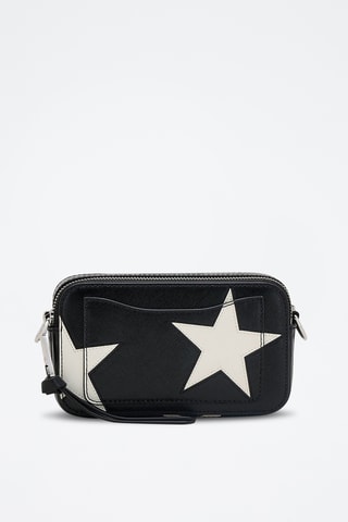 Sac bandoulière en cuir The Star - Noir et blanc