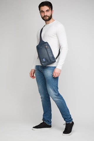 Leren Schoudertas - Rood Blauw