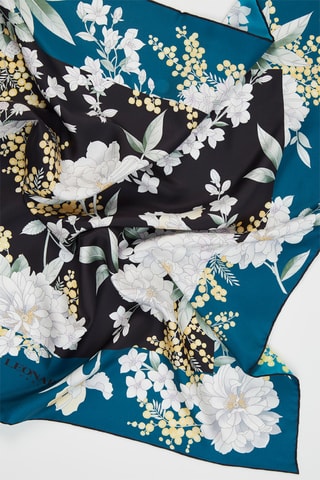 Zijden Sjaaltje Lucky - Zwart en Petrolblauw