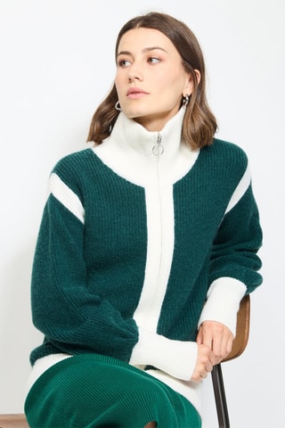 Casaco de malha - Branco e verde