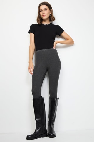 Leggings fuseau de seda - Castanho - Cinzento