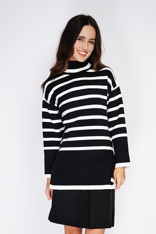 Túnica de caxemira misturada - Branco e preto - Branco e preto