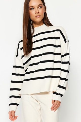 Camisola e calças wide legs - Cru e preto