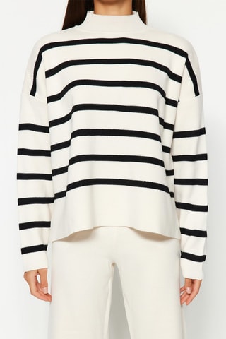 Camisola e calças wide legs - Cru e preto