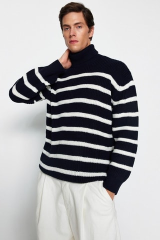 Camisola oversize - Azul-marinho e branco