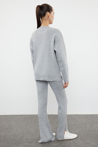 Camisola e calças wide legs - Cinzento mesclado