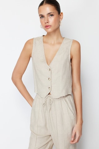 Colete em linho - Bege
