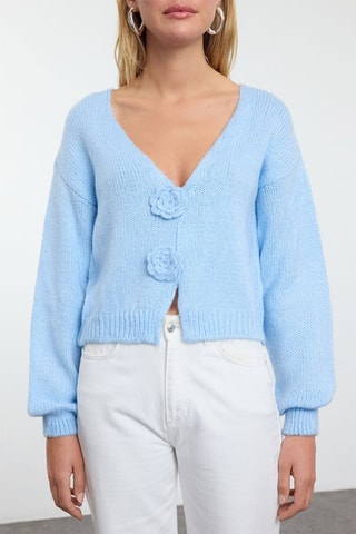 Casaco de malha regular - Azul-claro