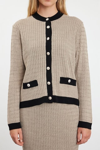 Casaco de malha e saia comprida - Bege e preto