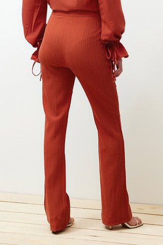 Calças flare de cintura alta - Vermelho-tijolo