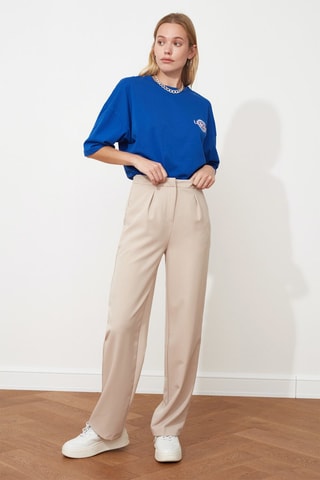 Calças direitas - Bege